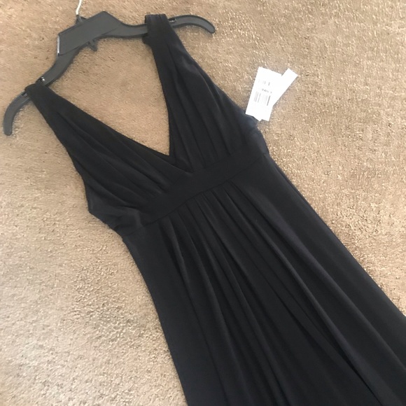 New AQUA Black Designer Bloomingdales Empire Waist Maxi Dress XS - Picture 3 of 5